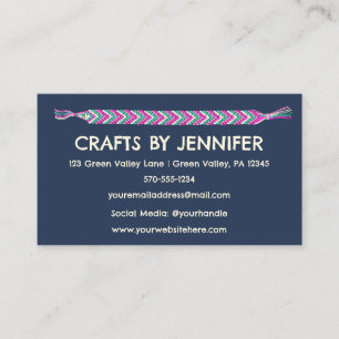 Friendship Bracelets on Navy Blue Personalized Visitekaartje