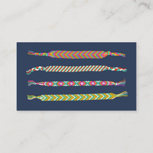 Friendship Bracelets op Navy Blue, gepersonaliseer Visitekaartje (Achterkant)