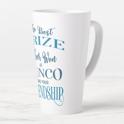 Friendship Bunco Best Prize Typography Blue Modern Latte Mok (Rechterhoek)