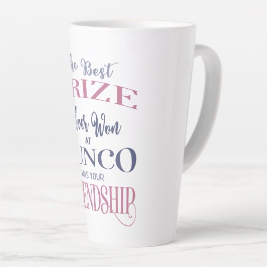 Friendship Bunco Beste Prijs Typografie Latte Mok (Rechterhoek)