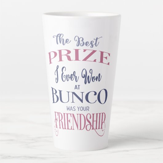 Friendship Bunco Beste Prijs Typografie Latte Mok (Voorkant)
