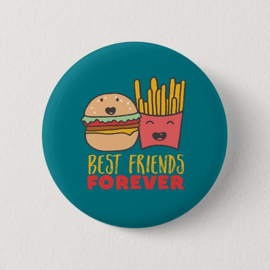 Friendship Burger and Fries Best Friends Forever Ronde Button 5,7 Cm (Voorkant)