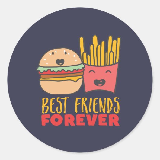 Friendship Burger en Fries Best Friends Forever Ronde Sticker (Voorkant)