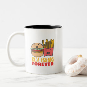 Friendship Burger en Fries Best Friends Forever Tweekleurige Koffiemok