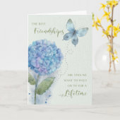 Friendship Butterfly en Hydrangea Birthday Kaart (Gele Bloem)