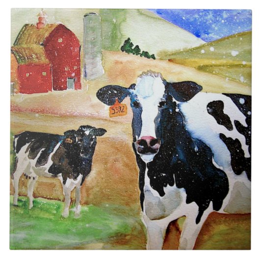 Friendship Cows Ceramic Kitchen Tile Tegeltje (Voorkant)