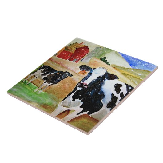 Friendship Cows Ceramic Kitchen Tile Tegeltje (Zijkant)