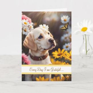 Friendship Cute Yellow Labrador Puppy Butterfly Kaart