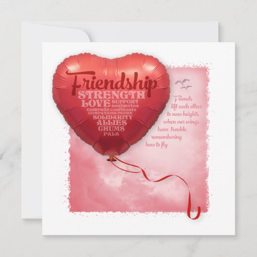 Friendship Heart Balloon Kaart (Voorkant)