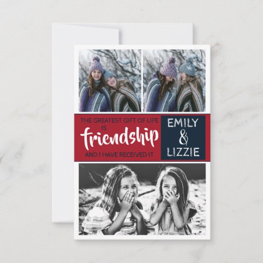 Friendship inspirerend card met namen en afbeeldin (Voorkant)