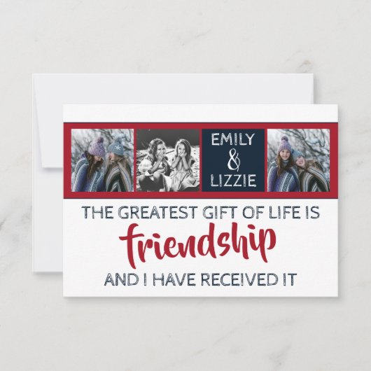Friendship inspirerend card met namen en foto's (Voorkant)