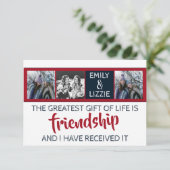 Friendship inspirerend card met namen en foto's (Staand voorkant)
