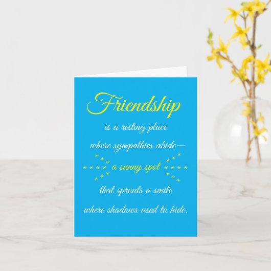 Friendship is a Resting Place Note Card Kaart (Gele Bloem)