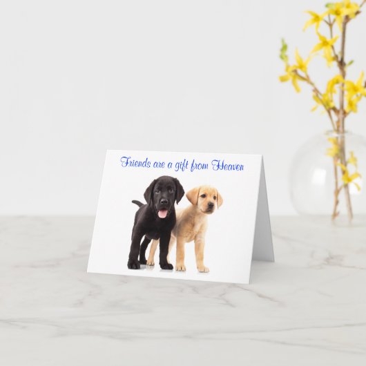 Friendship Labrador Retriever Puppies Kaart (Gele Bloem)