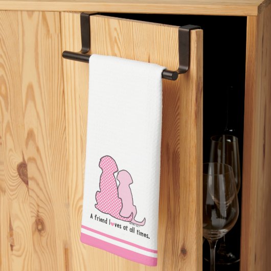 Friendship Pink Dogs Valentijnse Kitchen Towel Theedoek (Derde Gevouwen)