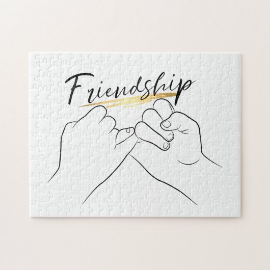 Friendship Pinky Promise Minimale Line Art Cute Legpuzzel (Horizontaal)
