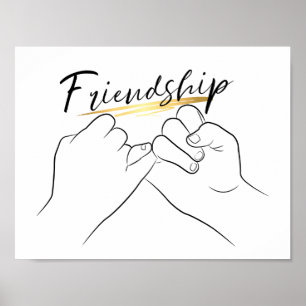 Friendship Pinky Promise Minimale Line Art Cute Poster