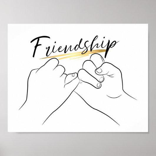 Friendship Pinky Promise Minimale Line Art Cute Poster (Voorkant)