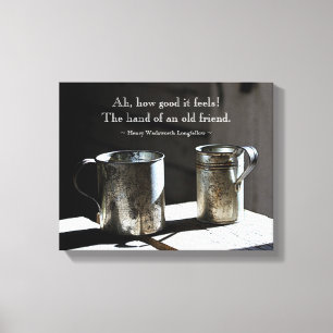 Friendship Quote Antiek Tin Cups Canvas Afdruk