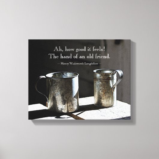 Friendship Quote Antiek Tin Cups Canvas Afdruk (Voorkant)