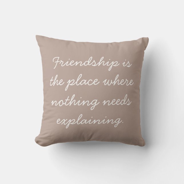 Friendship Quote Boho Handwritten Script Taupe Kussen (Voorkant)