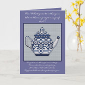 FRIENDSHIP TEA Cross Stitch Style Design Kaart (Gele Bloem)