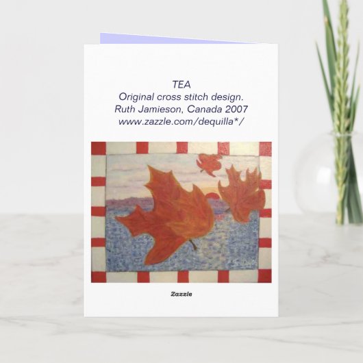 FRIENDSHIP TEA Cross Stitch Style Design Kaart (Achterkant)