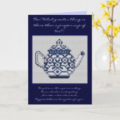 FRIENDSHIP TEA Cross Stitch Style Design Kaart (Gele Bloem)