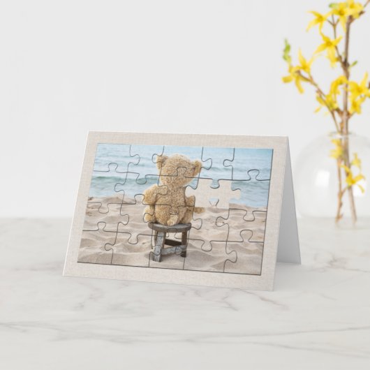 Friendship Teddy Bear Puzzle Kaart (Gele Bloem)