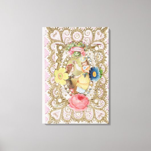 Friendship, Valentijn card, c.1870 (kleurenlitho o Canvas Afdruk (Voorkant)