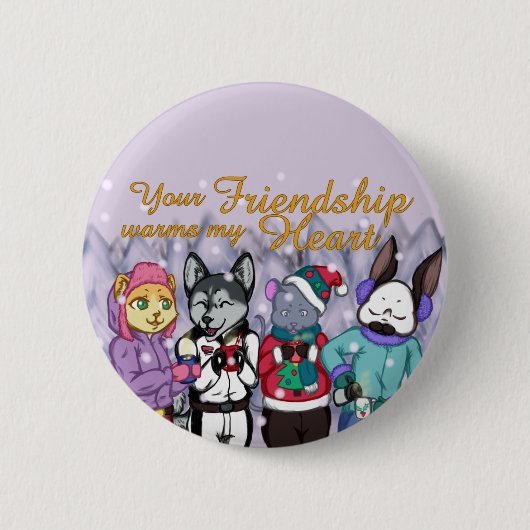 Friendship Warms the Heart Ronde Button 5,7 Cm (Voorkant)