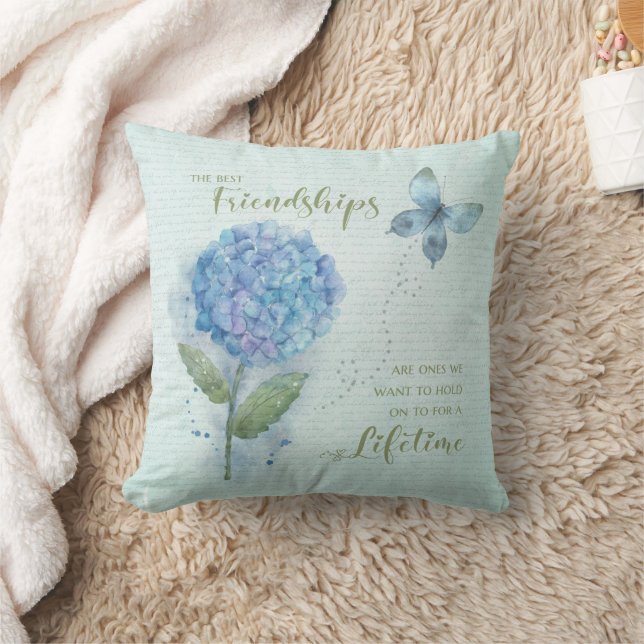 Friendship Waterverf Blue Hydrangea en Butterfly Kussen (Deken)