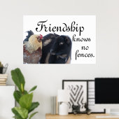 FRIENDSHIP WEET GEEN FENCES - GOAT - ROOSTER POSTER (Thuiskantoor)