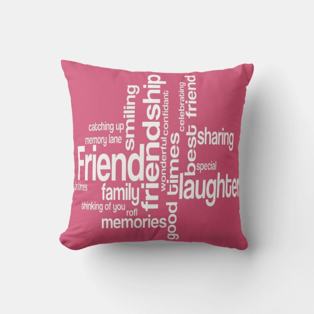Friendship Word Art Square Pillow Kussen (Voorkant)