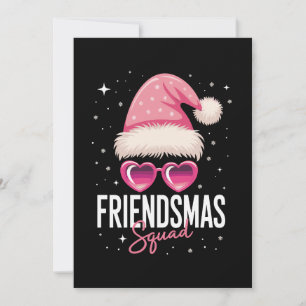 Friendsmas-club Kerst Roze Kerstman Hoed Hartjes Kaart