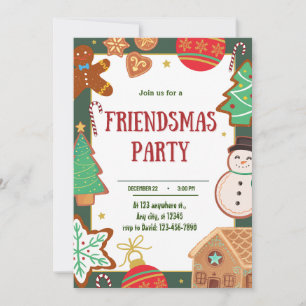 Friendsmas Feest Digitale Uitnodiging, Kerstmis Kaart
