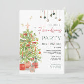 Friendsmas Feest Kerstboom Vakantie Feest Kaart (Staand voorkant)