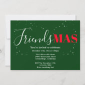 Friendsmas groene rode kerst uitnodiging (Voorkant)