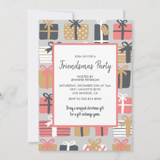 Friendsmas Invitations Schattige kerstcadeau Patro Kaart (Voorkant)