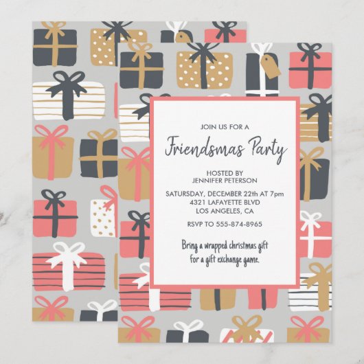 Friendsmas Invitations Schattige kerstcadeau Patro Kaart (Voorkant / Achterkant)