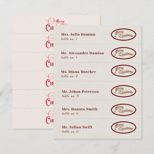 Friendsmas Jolliest Christmas Dinner Place Cards Kaart (Voorkant / Achterkant)