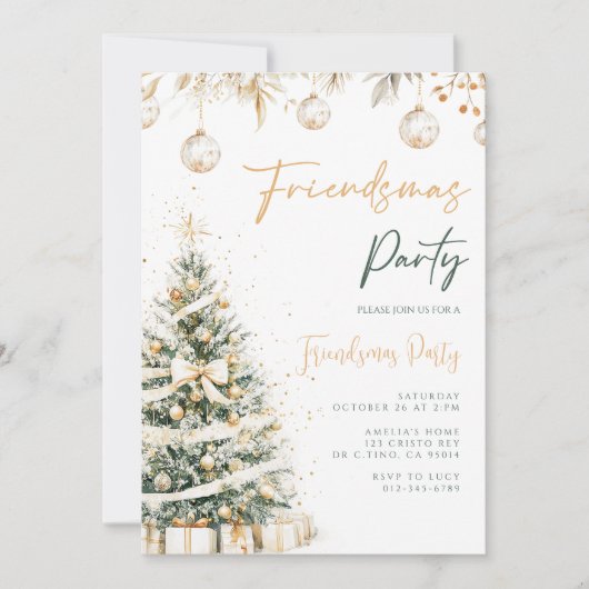 Friendsmas Kerstboom Vakantie Party Kaart (Voorkant)