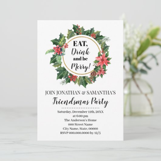 Friendsmas kerstfeest kaart (Staand voorkant)