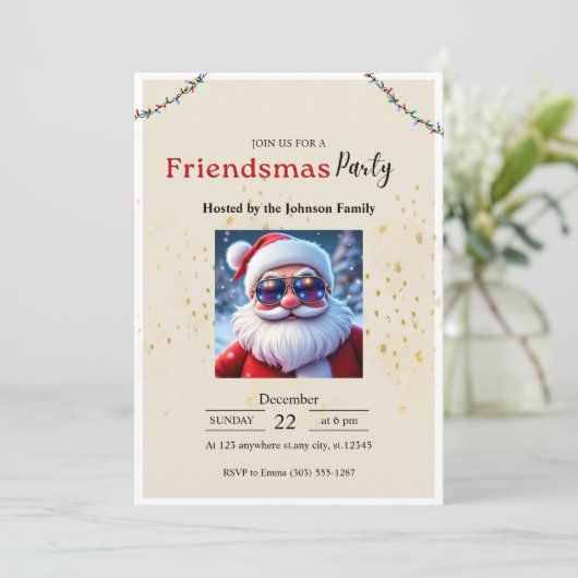 Friendsmas Party Invitation • Funny Christmas  Kaart (Staand voorkant)