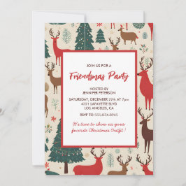 Friendsmas-uitnodigingen Cute Whimsical Herten bom Kaart