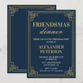 Friendsmas uitnodigingen Diner Marinegoud (Voorkant / Achterkant)