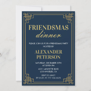 Friendsmas uitnodigingen Diner Marinegoud