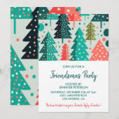 Friendsmas-uitnodigingen kerstbomen patroon kaart (Voorkant / Achterkant)