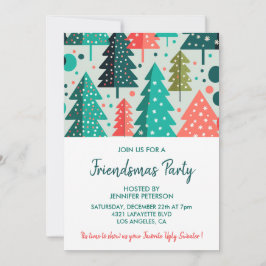 Friendsmas-uitnodigingen kerstbomen patroon kaart