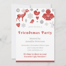 Friendsmas uitnodigingen Kerstmis Nordic Grijs